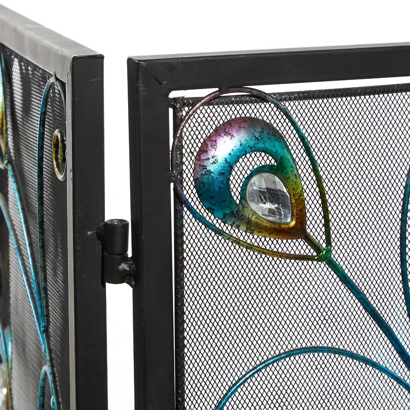 Black Metal Eclectic Fireplace Screen, 32" x 48" x 1"