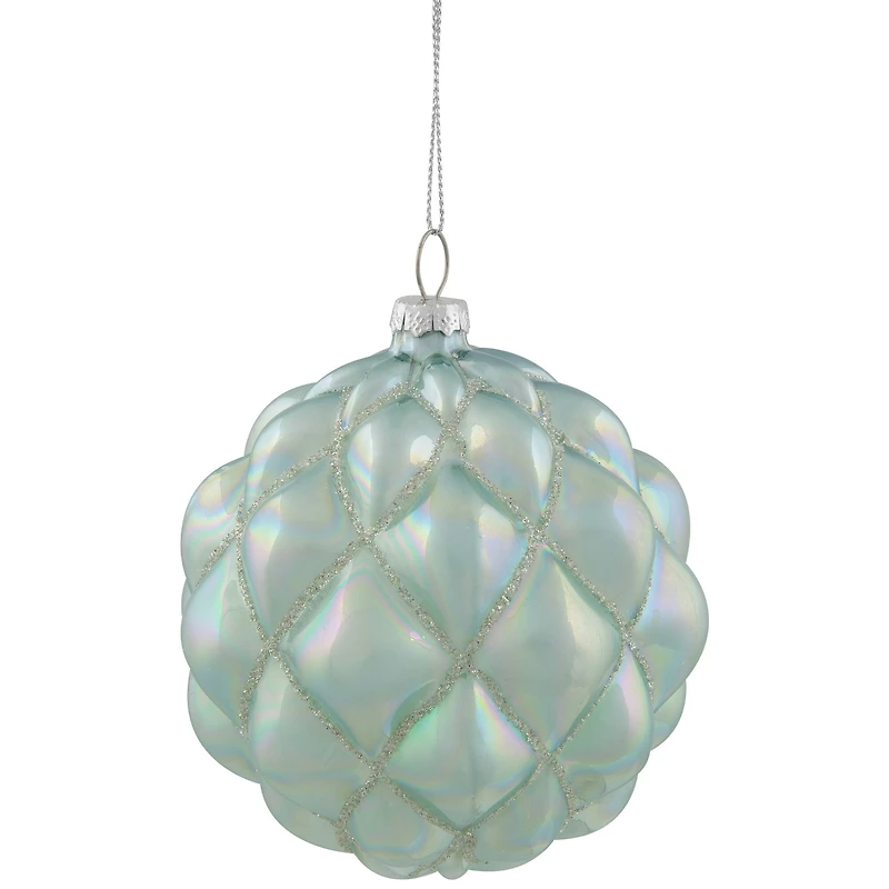 Iridescent Glass Christmas Ball Ornament - Blue - 4.5"