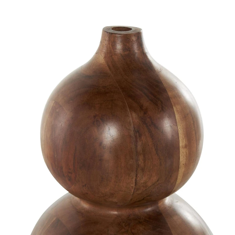 11" Brown Wood Bubble Vase with Natural Wood Grains