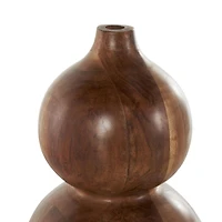 11" Brown Wood Bubble Vase with Natural Wood Grains