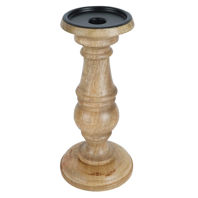 Wood Carved Pillar Candle Holder by Ashland