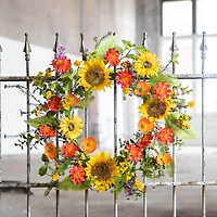 22" Sunflower & Floral Mix Wreath