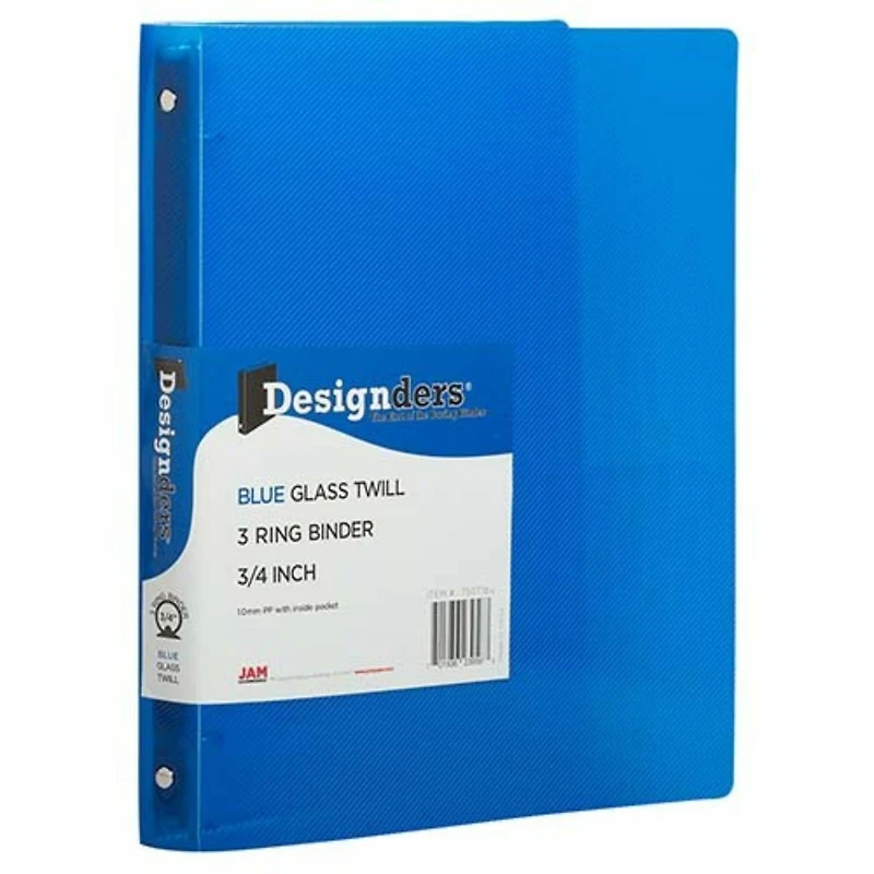 JAM Paper 3/4" Glass Twill Plastic 3-Ring Binders
