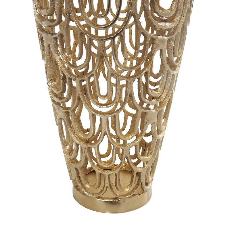 25" Gold Aluminum Metal Arched Vase
