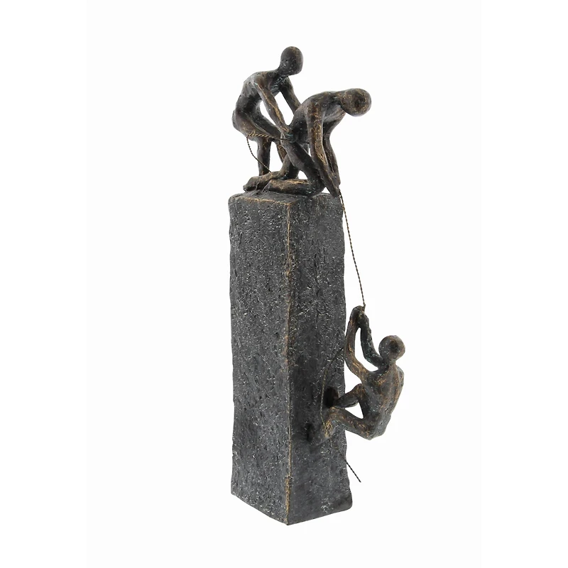 Grey Polystone Sculpture, Rock Climber 17" x 7" x 3"