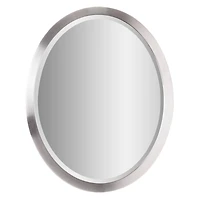 Classic Chrome Oval Metal Framed Beveled Vanity Wall Mirror - 23" x 29"