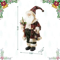Glitzhome® 18" Faux Fur Christmas Woodland Santa Figurine