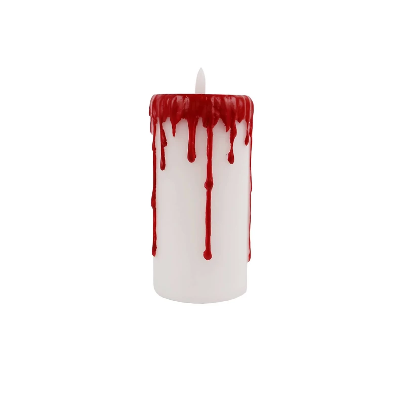 6" Red & White Dripping LED Wax Pillar Candle by Ashland®