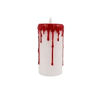 6" Red & White Dripping LED Wax Pillar Candle by Ashland®