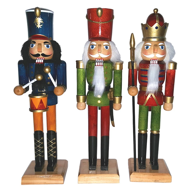 Santa's Workshop 12" Natural Wood Nutcracker Set