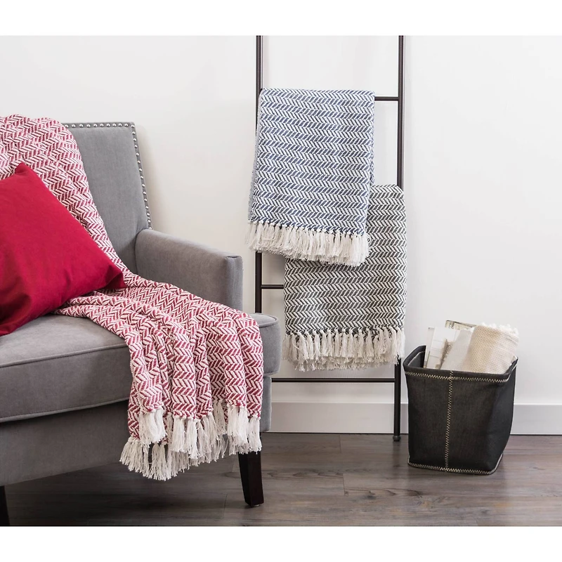 DII® French Blue Herringbone Chevron Throw