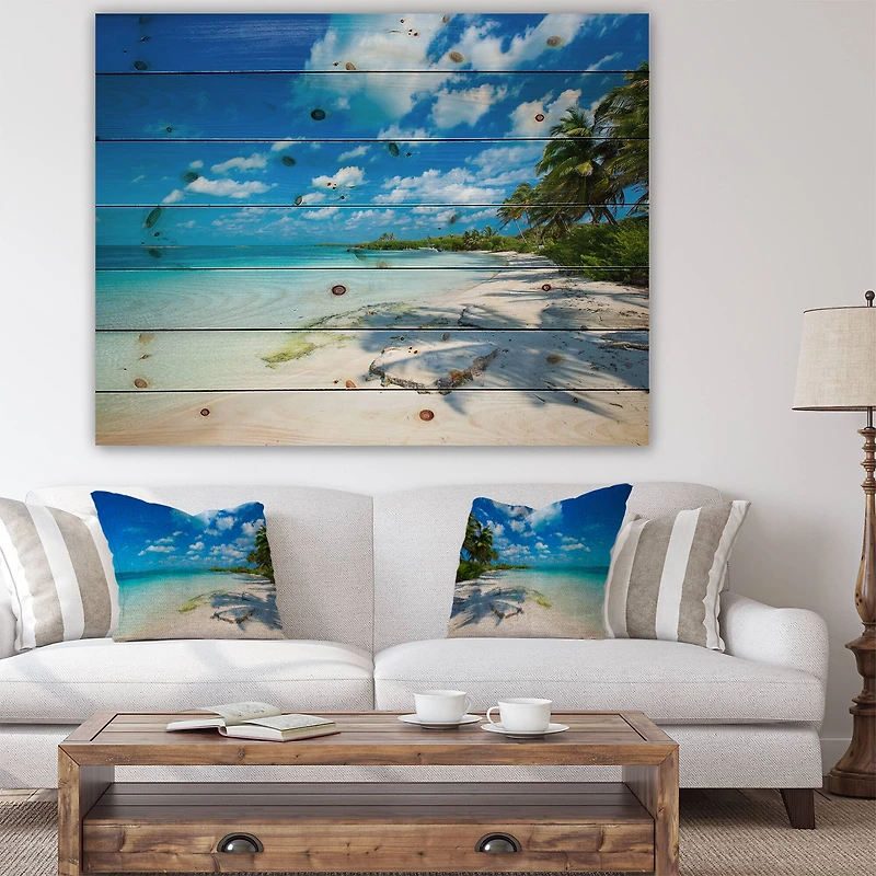 Designart - Tropical Beach with Palm Shadows