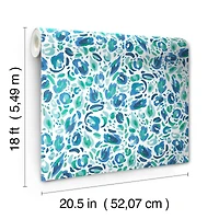 RoomMates Blue & Green Brushstroke Leopard Peel and Stick Wallpaper