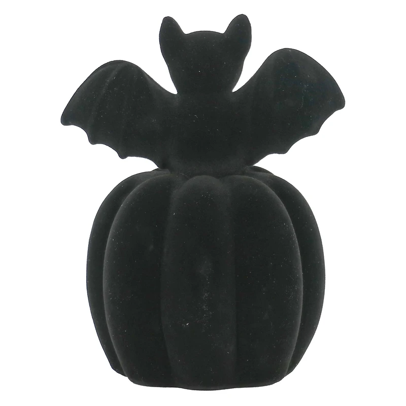 6.5" Flocked Bat on Jack-O'-Lantern Tabletop Accent by Ashland