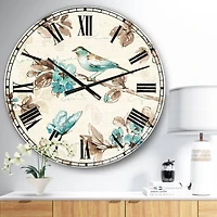 Designart 'Beige Bird Wings Traditional Wall Clock