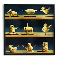 Stupell Industries Yoga Chicks Stretching Farm Animals Funny Exercise Painting Framed Wall Art