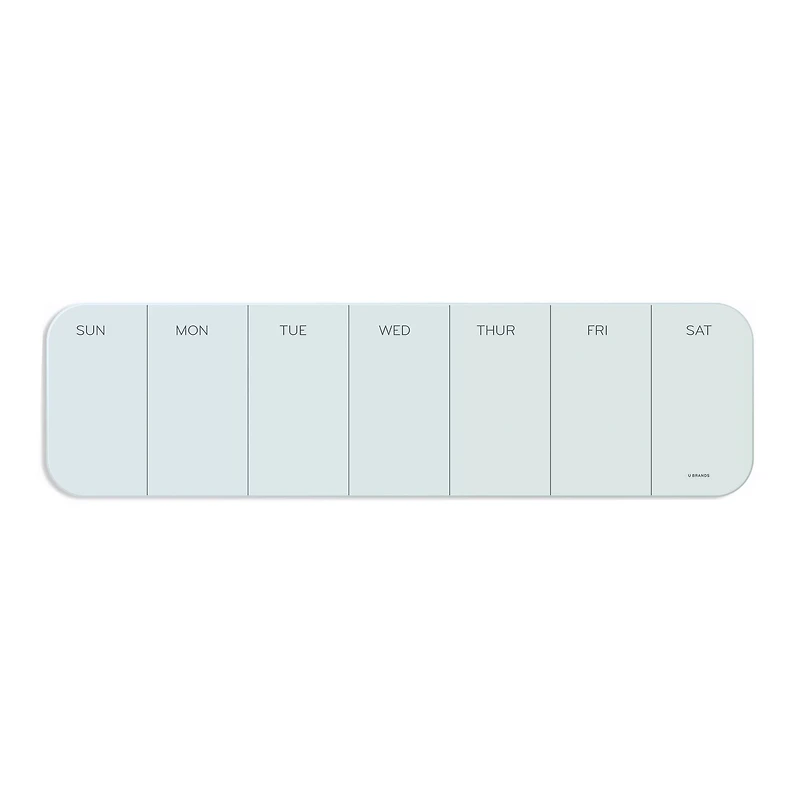 U Brands Frameless White Frosted Magnetic Weekly Calendar Cubicle/Wall Glass Dry-Erase Board, 20" x 5.5"