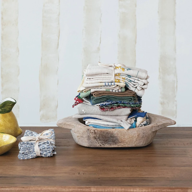 Hello Honey® Blue & Gray Hand-Embroidered Cotton Slub Pot Holders Set