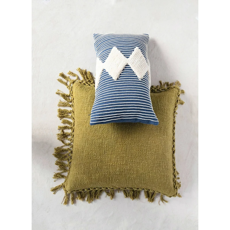 Hello Honey® Marigold Cotton Slub Pillow with Crochet Fringe