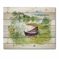Designart - Rural Green Landscape With Boat