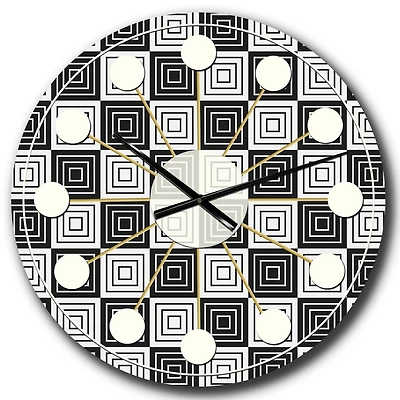 Designart 'Monochrome Geometric Pattern Xi Mid-Century Modern Wall Clock
