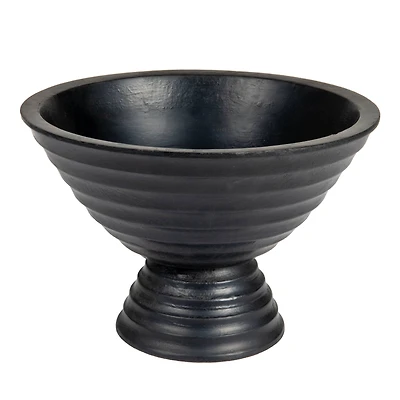 Hello Honey® 9.75" Ridged Mango Wood Footed Bowl