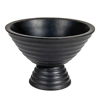 Hello Honey® 9.75" Ridged Mango Wood Footed Bowl