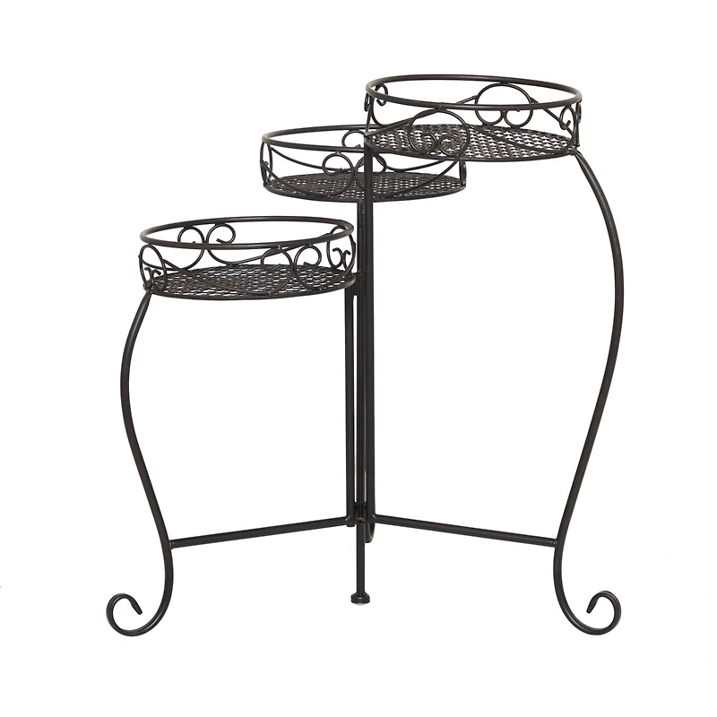 Black Iron Industrial Plantstand, 23" x 22" x 17"