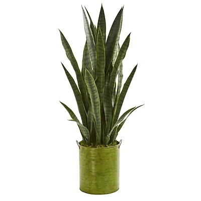 3ft. Snake Plant in Green Metal Planter