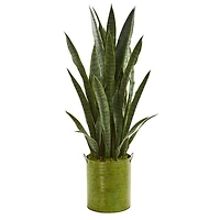3ft. Snake Plant in Green Metal Planter