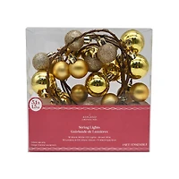 18ct. Warm White LED Gold Ornament Garland String Lights on Brown Wire by Ashland®