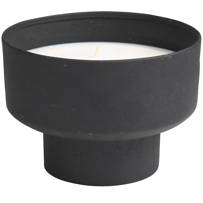 White Wax Campfire Scented Candle with Elevated Matte Black Container