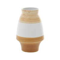 Tan Ceramic Coastal Style Vase, 13" x 9" x 9"
