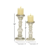 Silver Metal Traditional Candle Holder Set, 2ct.