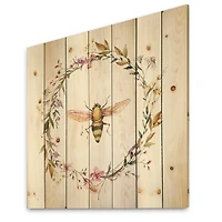 Designart - Bee In Wildflowers Wreath