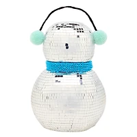 10" Disco Ball Snowman with Blue Scarf