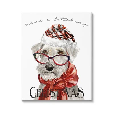 Stupell Industries Have a Fetching Christmas Dog Canvas Wall Art