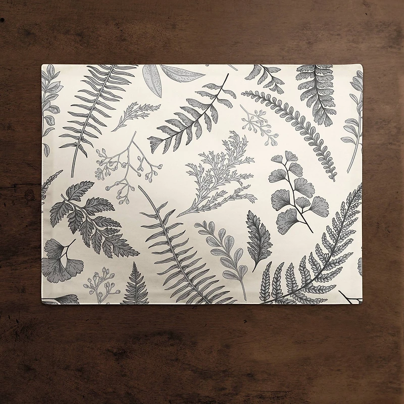 Gray Botanical Cotton Twill Placemat
