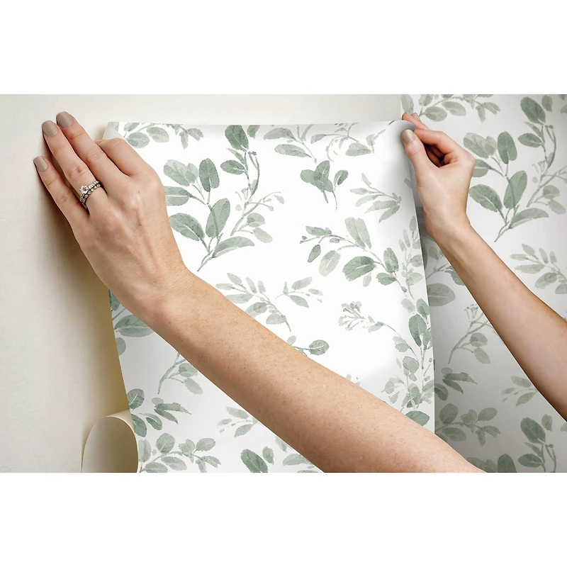 RoomMates Green Dancing Leaves Peel & Stick Wallpaper