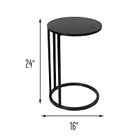 Honey Can Do Black Round C End Table