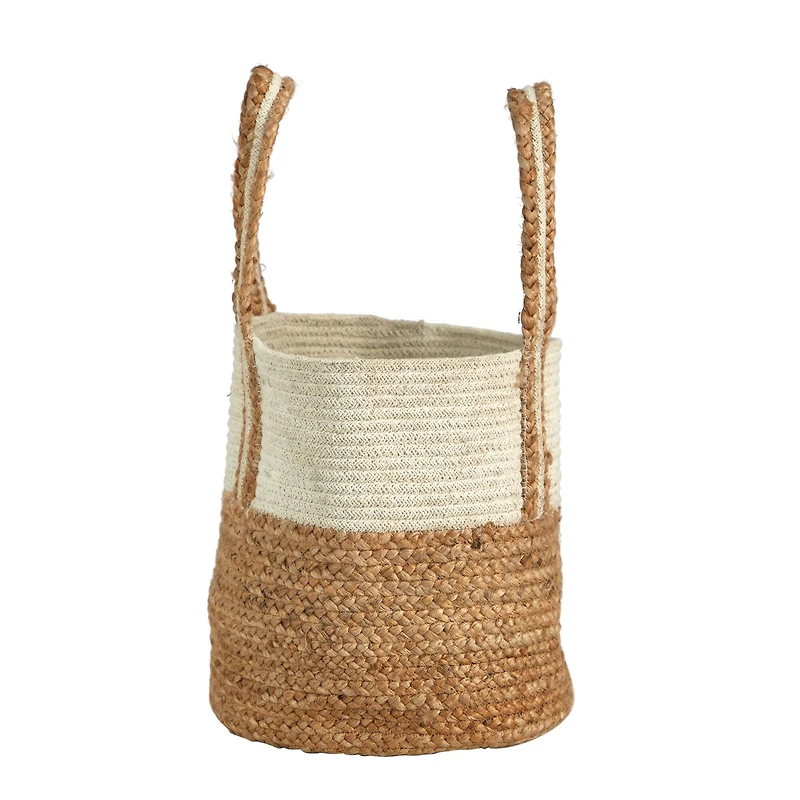 14'' Natural Cotton & Jute Boho Chic Basket Planter