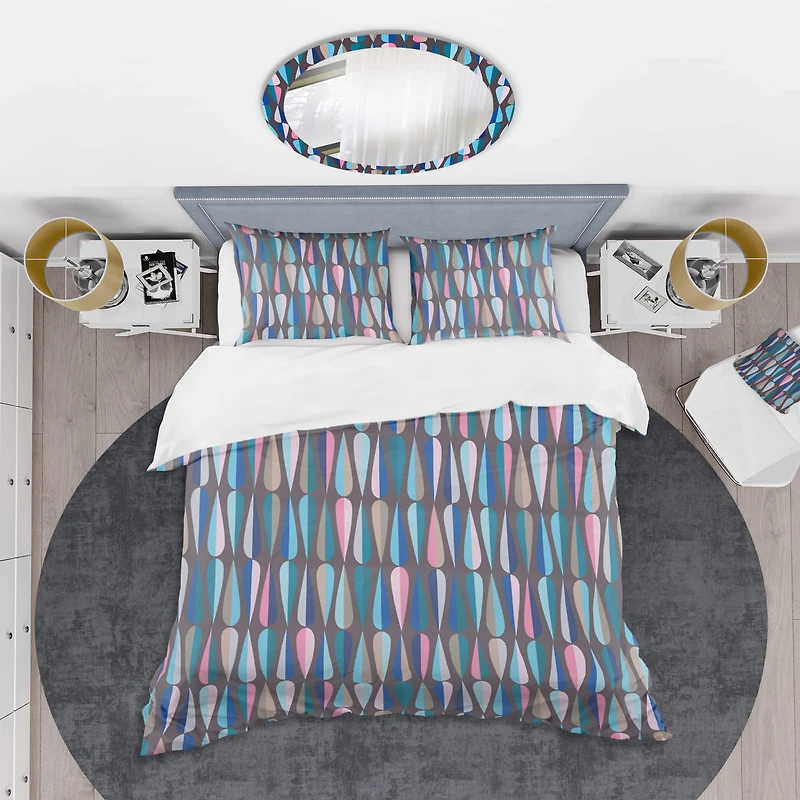 Designart 'Retro Abstract Drops VIII' Mid-Century Duvet Cover Set