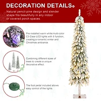 Glitzhome® 6ft Pre-Lit Flocked Artificial Christmas Tree, Warm White Lights