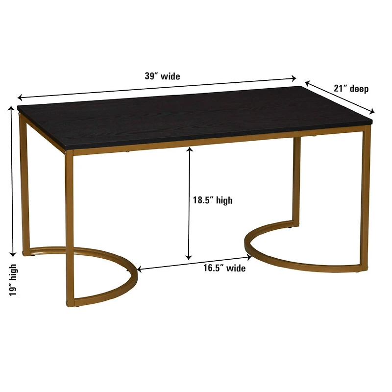 Household Essentials 39" Half Moon Rectangular Coffee Table