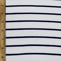 Fabric Merchants Navy & White Stripes Double Brushed 4-Way Stretch Fabric