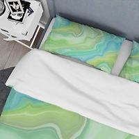 Designart 'Marbled Colours in Shades of Green and Blue' Modern & Contemporary Bedding Set