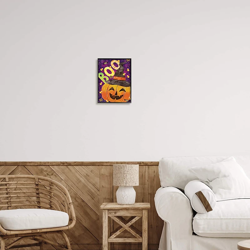 Stupell Industries Boo Jack-o-Lantern Halloween Candy Framed Giclee Art