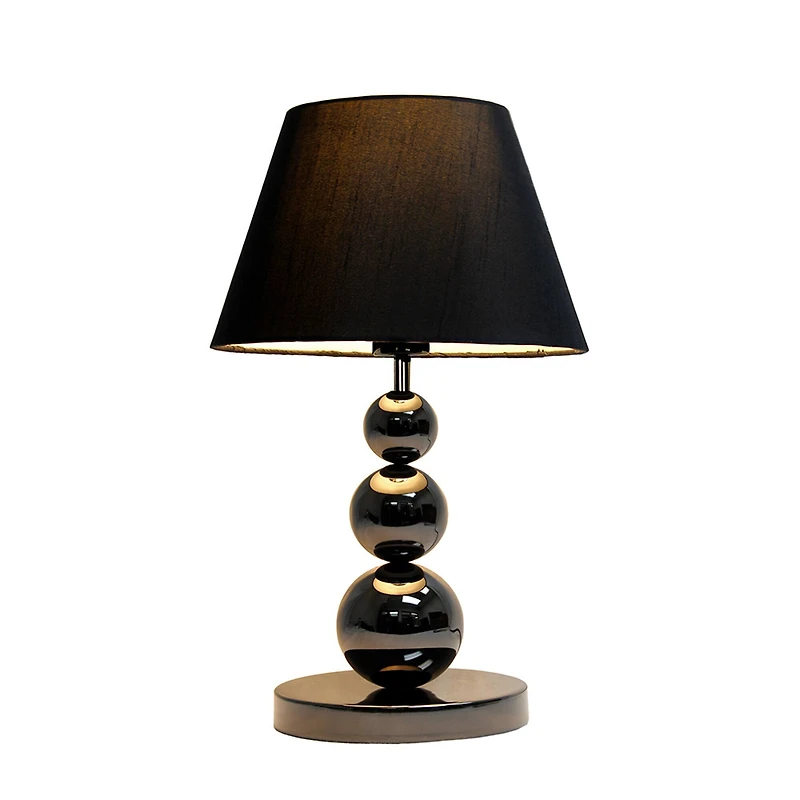 Elegant Designs™ 19" Pearl Black Chrome Metal Three Tier Ball Lamp