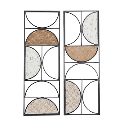 30" Brown Panels Metal Contemporary Wall Décor Set, 2ct.