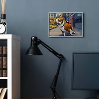 Stupell Industries Urban City Dog Walk Family Pet Painting in Gray Frame Wall Art